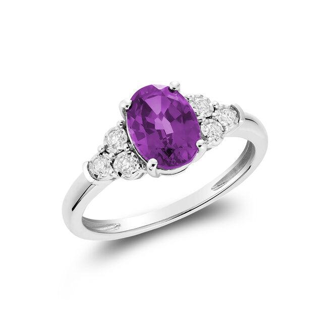 10K White Gold and Diamonds Amethyst Cocktail Ring - BellemareDugasJoaillerie