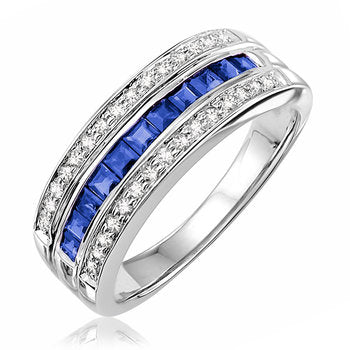 white gold, diamond, sapphire, ring