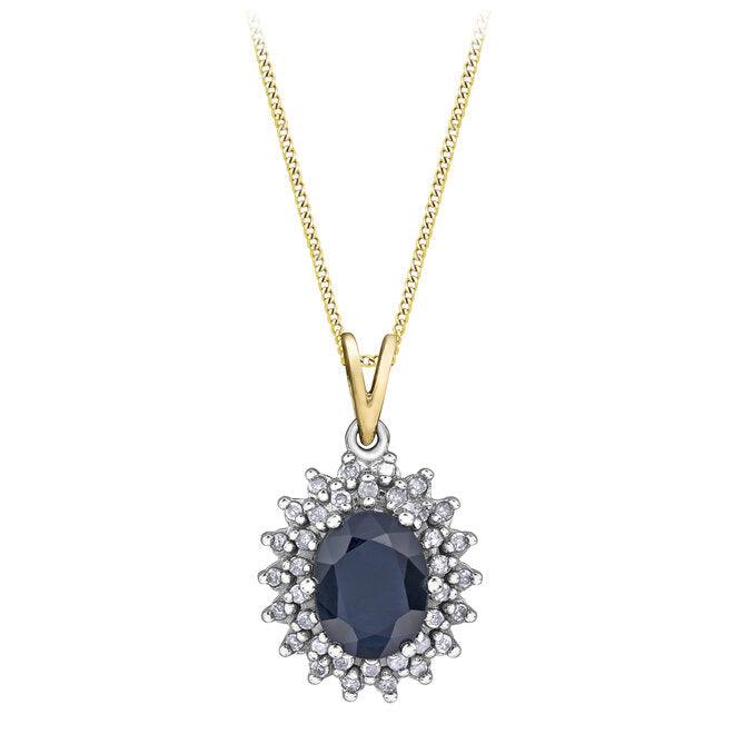 gold, pendant, sapphire, diamond, chain, necklace