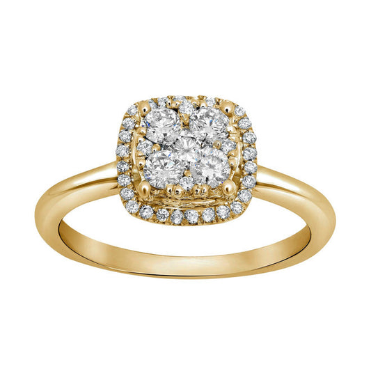 14K Yellow Gold, Diamonds Ring - BellemareDugasJoaillerie