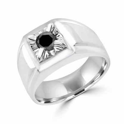 Black diamond, Solitaire, White gold, Ring, men