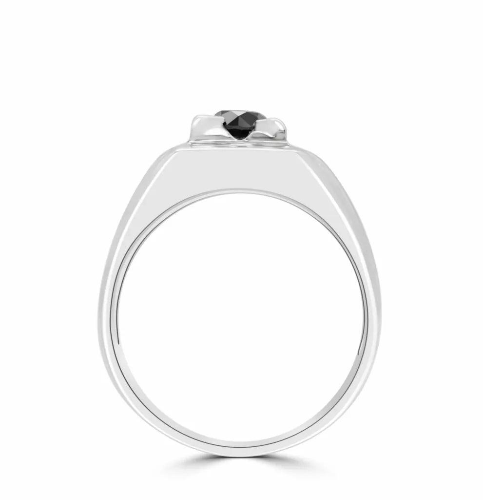 Black Hawk Solitaire Ring in 10k White Gold - BellemareDugasJoaillerie