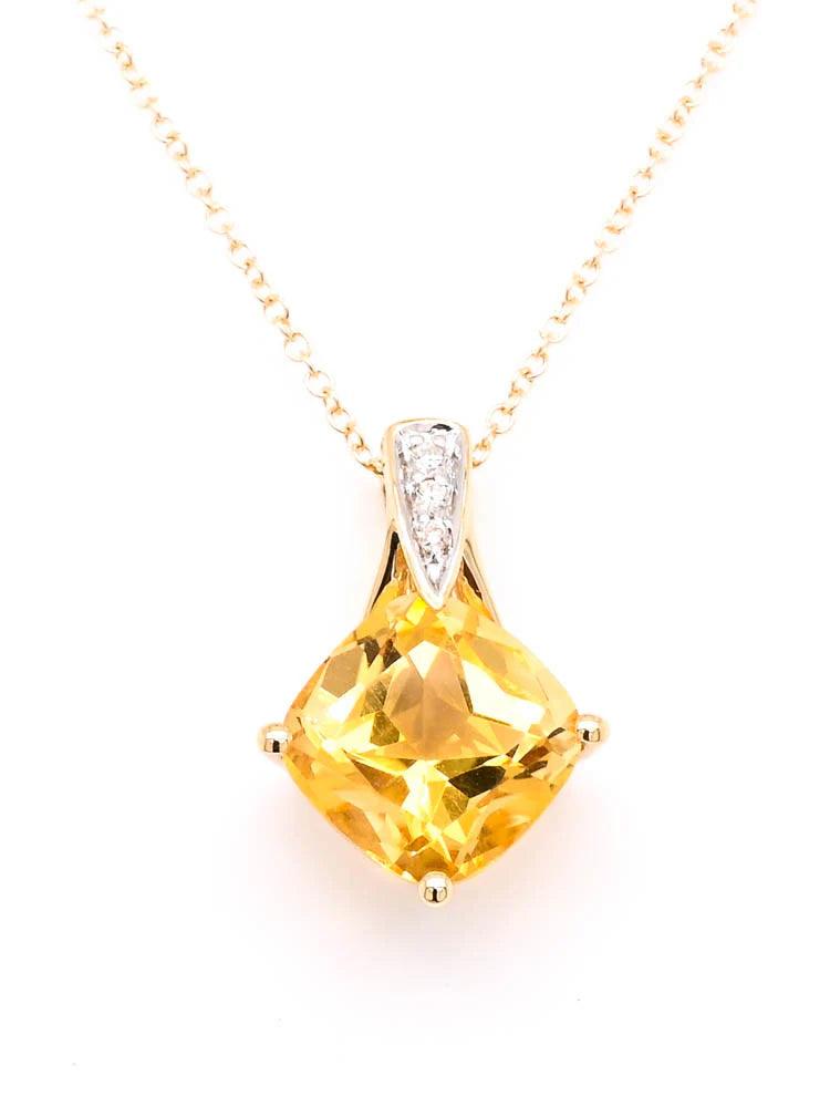 gold, yellow gold, 10k gold, gold chain, pendant, gold pendant, citrine, citrine necklace, citrine pendant, diamond, diamond pendant, diamond necklace