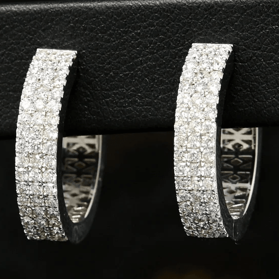 Diamond Circlets Hoops in 14k White Gold - BellemareDugasJoaillerie