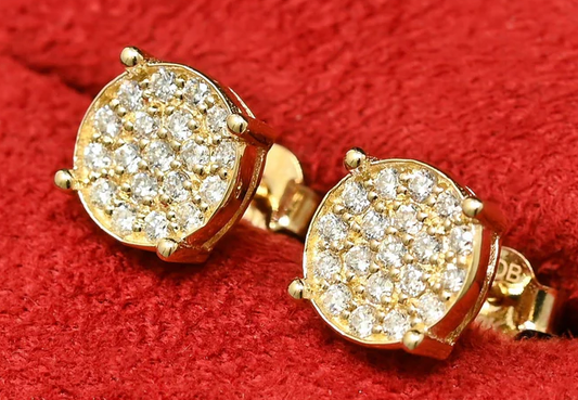 Diamond Circular Stud Earrings in 10k Yellow Gold - BellemareDugasJoaillerie