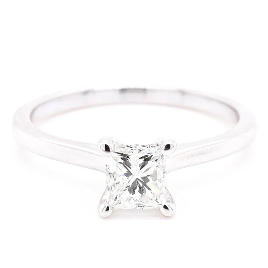 Elegant Princess Cut Diamond Engagement Ring in 14k White Gold - BellemareDugasJoaillerie