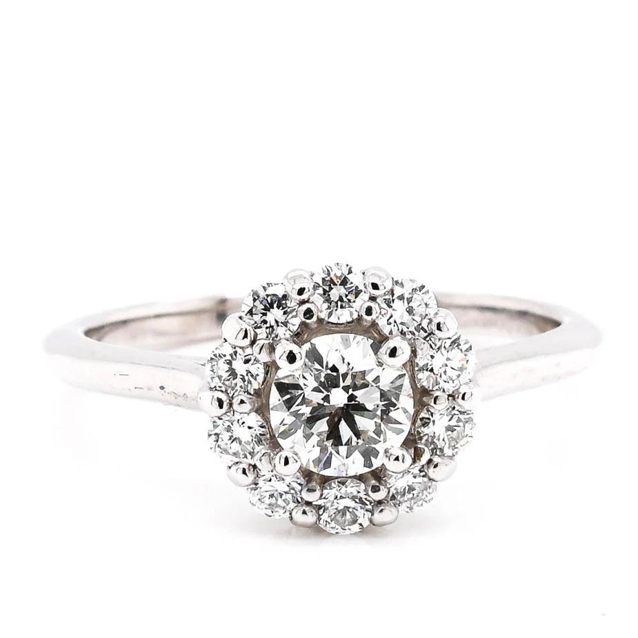 Elysian Round Brilliant Diamond Halo Engagement Ring - BellemareDugasJoaillerie