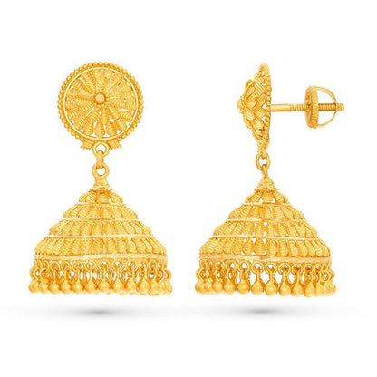 Filigree Bell Jhumkas in 22k Gold - BellemareDugasJoaillerie