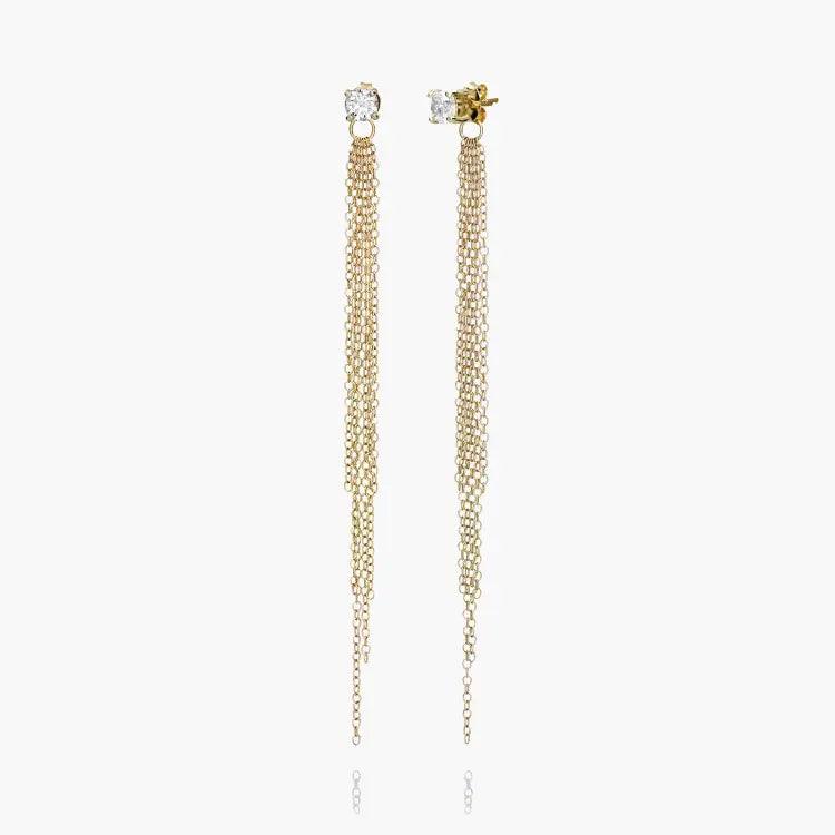 Free Chain Long Tassel Stud Earrings