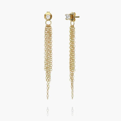 Free Chain Long Tassel Stud Earrings