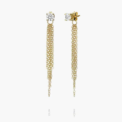 Free Chain Long Tassel Stud Earrings