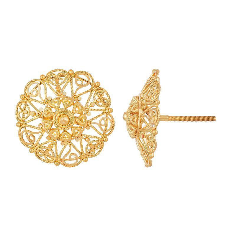 Grand Mesh Gold Studs in 22k gold - BellemareDugasJoaillerie