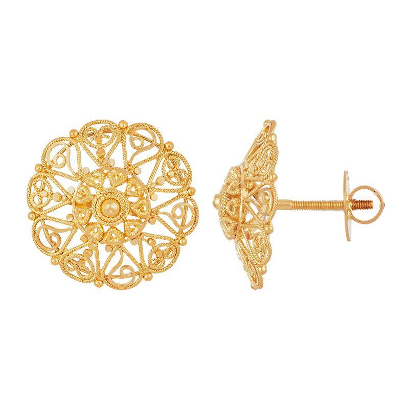 Grand Mesh Gold Studs in 22k gold - BellemareDugasJoaillerie