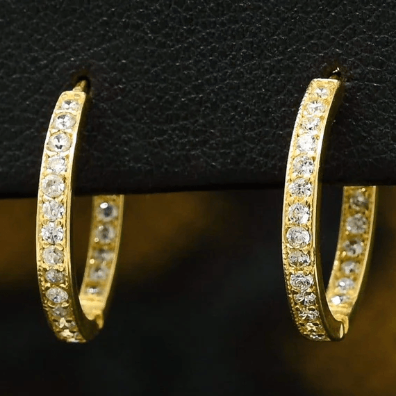 10k Gold, Yellow Gold, Gold, Gold earring, earrings, Zircon, zircon earrings