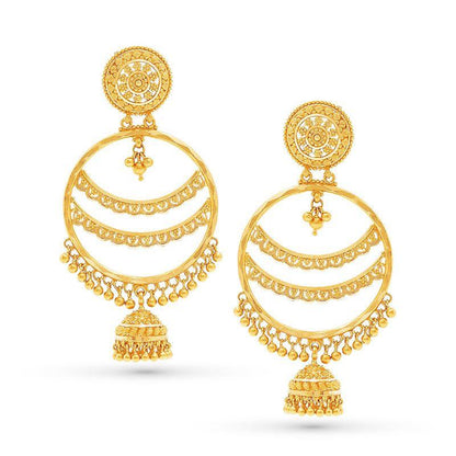 Lunar Jhumka Elegance Earrings in 22k Gold - BellemareDugasJoaillerie