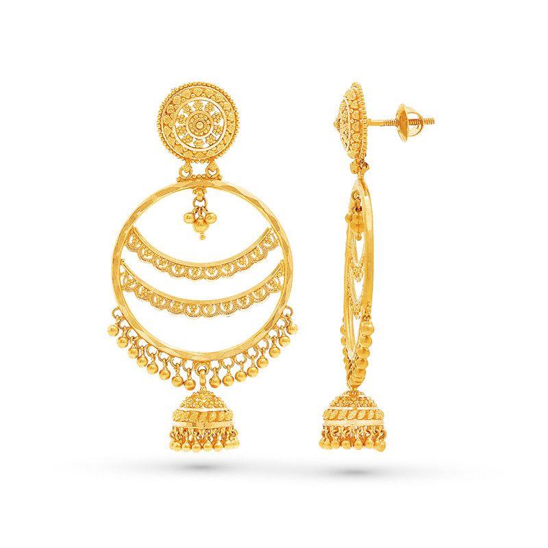 Lunar Jhumka Elegance Earrings in 22k Gold - BellemareDugasJoaillerie