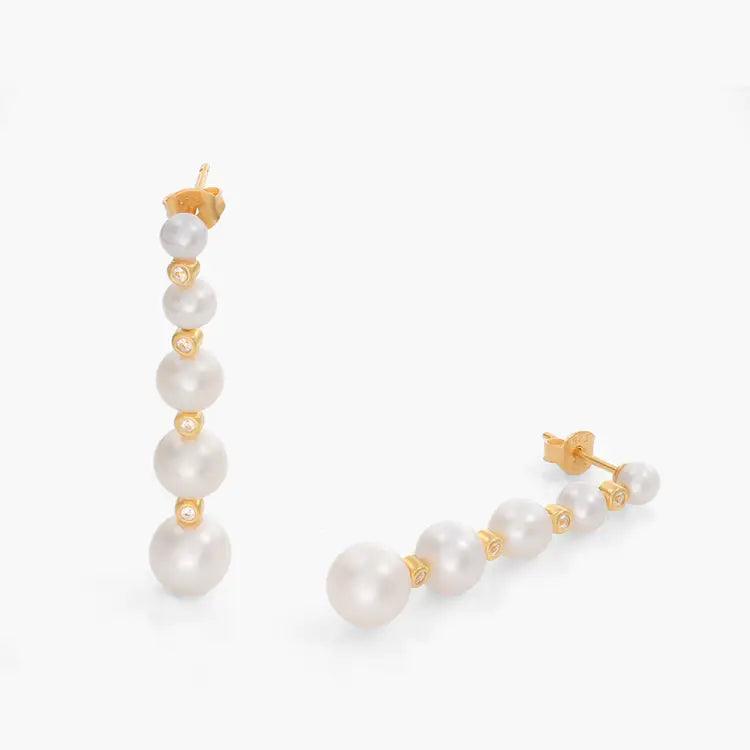 Earrings, Gold, gold earrings, pearls, pearl earrings, zircon, zircon earrings