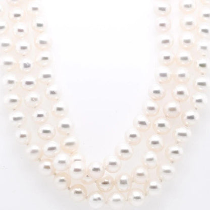 Triple Strand Pearl Necklace 18 inch in 14k Yellow Gold - BellemareDugasJoaillerie